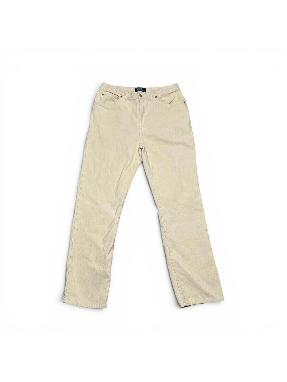 Vintage 90s Polo Ralph Lauren Cream Corduroy Dungaree Pants 32x30